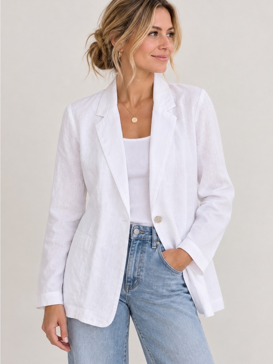 Christian Siriano Jackets & Blazers - Christian Siriano New York White 100% Linen Blazer Jacket Size M